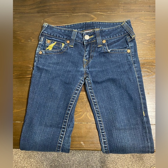 True religion jeans, gold horseshoe, Bootcut, darker denim wash, size 28 - Picture 11 of 12